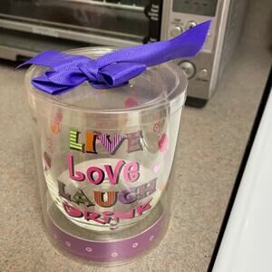 Live love laugh drink wine glass NIB